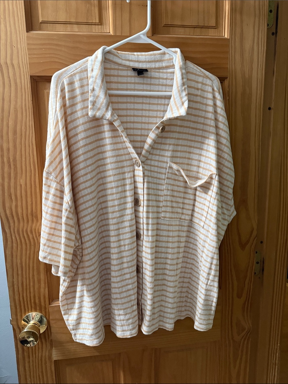 torrid Cream and Mustard Striped Knit Top